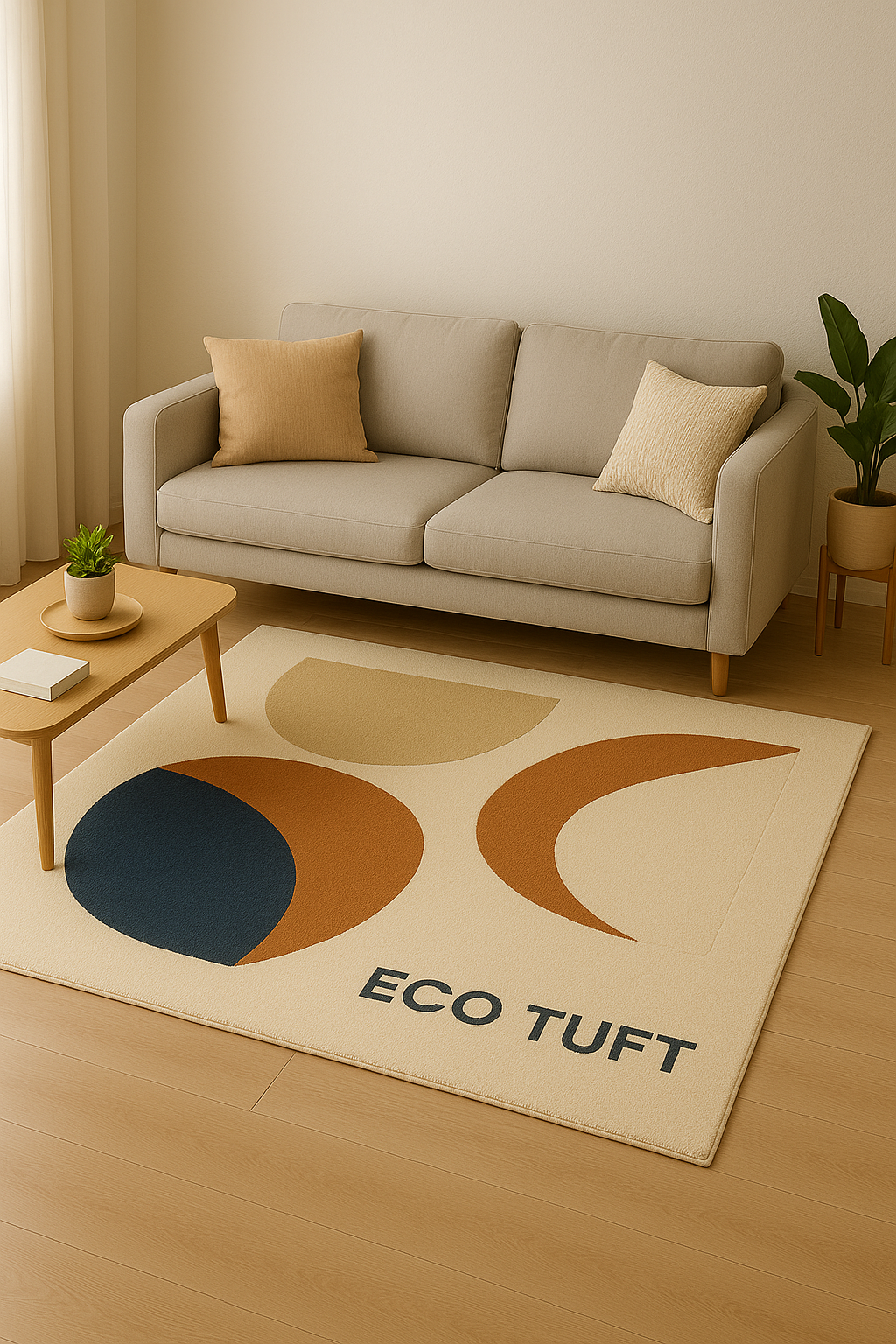 ECO TUFT Modern Geometric Tufted Rug – Minimalist Soft Carpet for Living Room