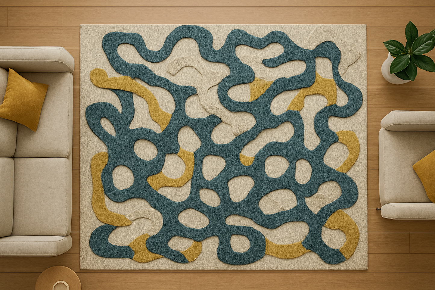 Luxury 3D Hand-Tufted Wool Rug | Abstract Modern Living Room Carpet