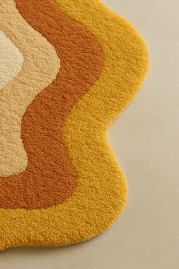 Modern 3D Irregular Hand-Tufted Rug – Retro Wave Design, Eco-Friendly Soft Carpet for Living Room & Bedroom