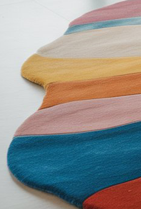 Modern Abstract Multicolor Rug | Handmade Tufted Irregular Carpet | Aesthetic Living Room Decor