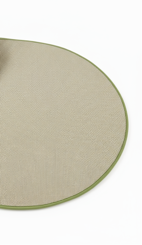 Handmade Green Boho Round Rug – Eco Friendly Carpet for Living Room UK