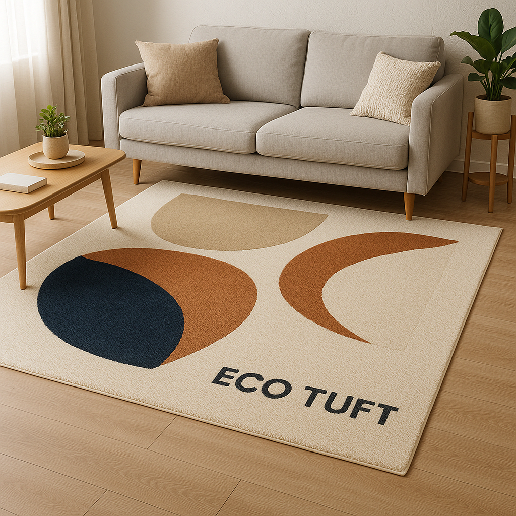 ECO TUFT Modern Geometric Tufted Rug – Minimalist Soft Carpet for Living Room