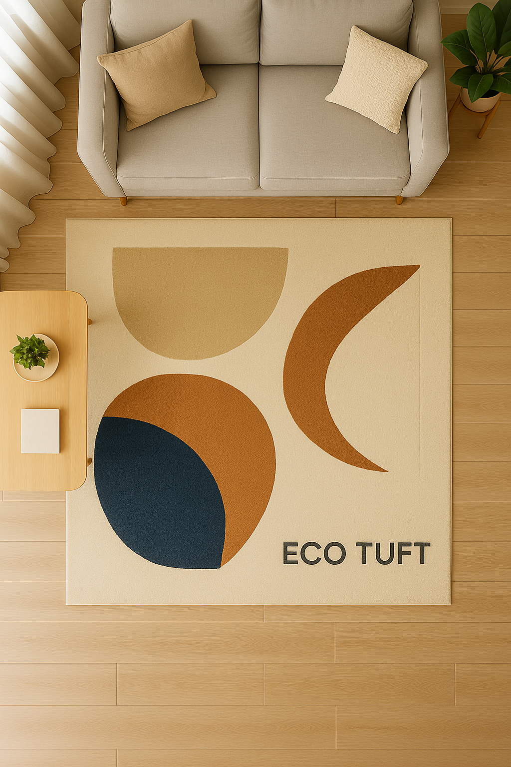 ECO TUFT Modern Geometric Tufted Rug – Minimalist Soft Carpet for Living Room