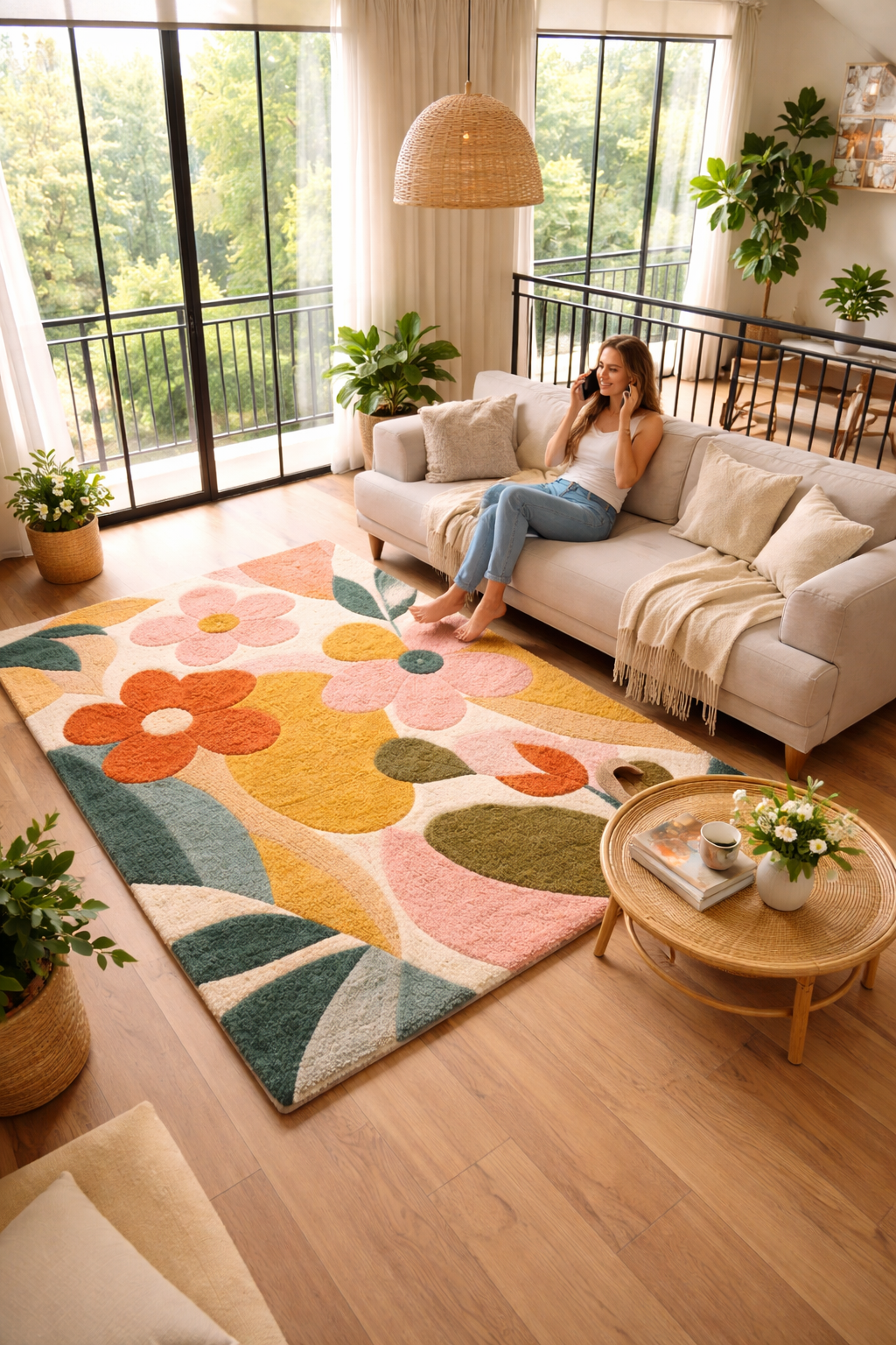 Hand Tufted Rust & Yellow Rug