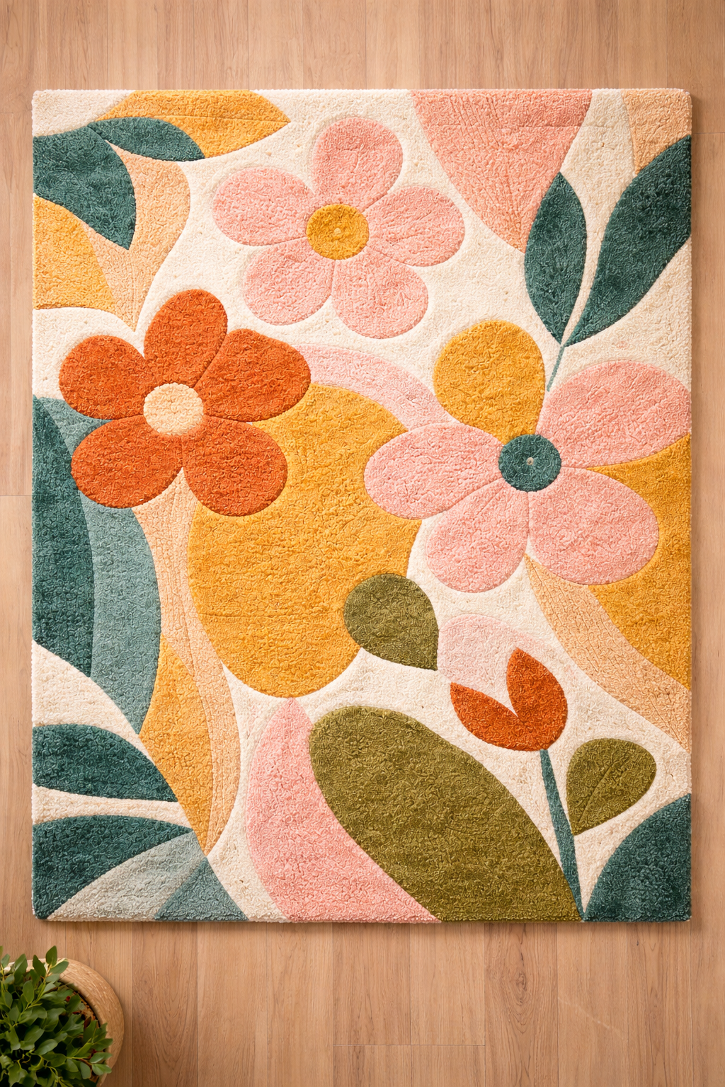 Hand Tufted Rust & Yellow Rug