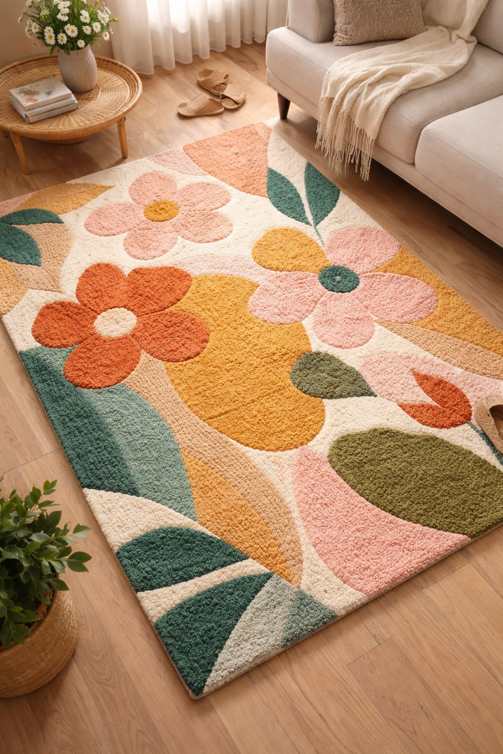 Hand Tufted Rust & Yellow Rug