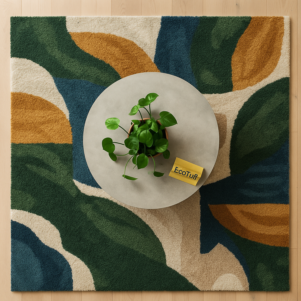 EcoTuft Modern Abstract Area Rug – Soft Tufted Carpet for Living Room | Premium Handmade Rug | Anti-Slip, Thick & Cozy Floor Decor