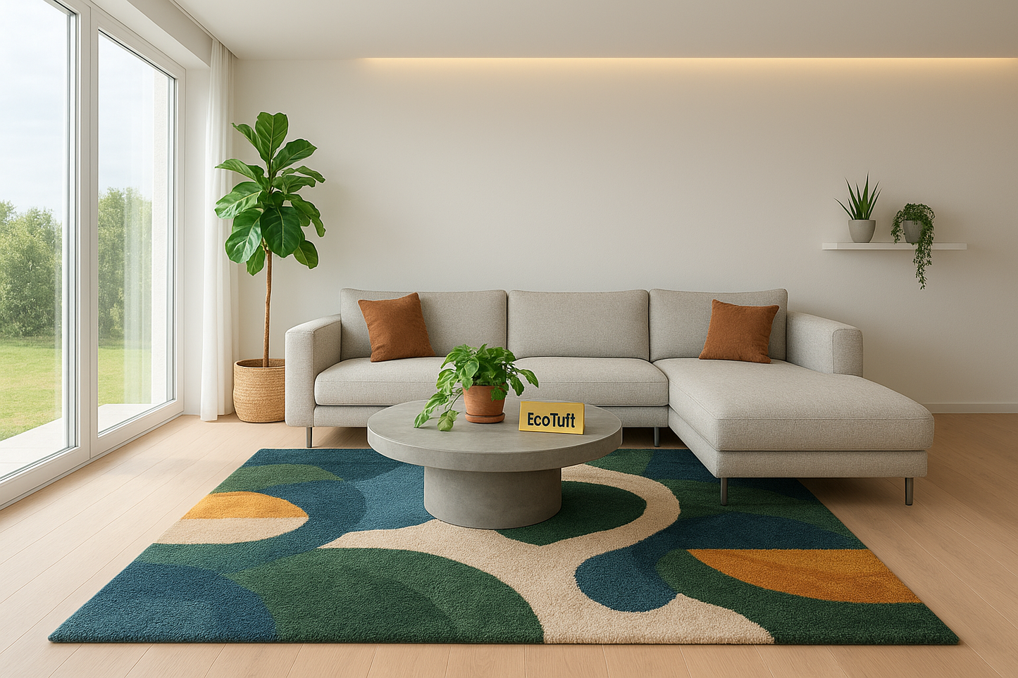 EcoTuft Modern Abstract Area Rug – Soft Tufted Carpet for Living Room | Premium Handmade Rug | Anti-Slip, Thick & Cozy Floor Decor