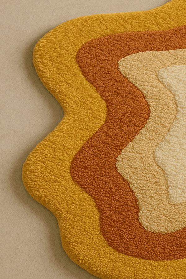 Modern 3D Irregular Hand-Tufted Rug – Retro Wave Design, Eco-Friendly Soft Carpet for Living Room & Bedroom