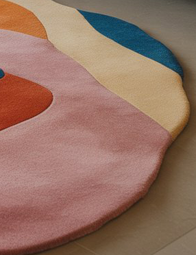 Modern Abstract Multicolor Rug | Handmade Tufted Irregular Carpet | Aesthetic Living Room Decor