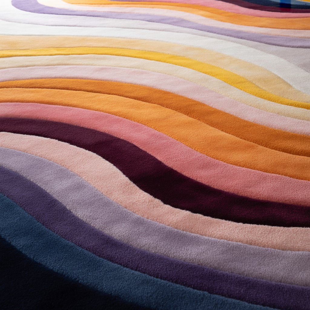 Modern Multicolor Wavy Tufted Rug – Luxury Soft Area Carpet for Living Room