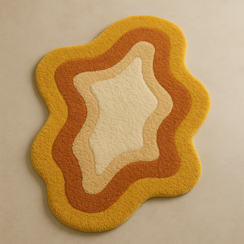 Modern 3D Irregular Hand-Tufted Rug – Retro Wave Design, Eco-Friendly Soft Carpet for Living Room & Bedroom