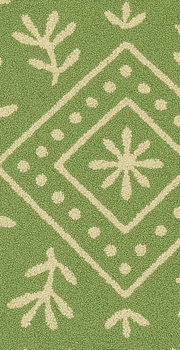 Handmade Green Boho Round Rug – Eco Friendly Carpet for Living Room UK