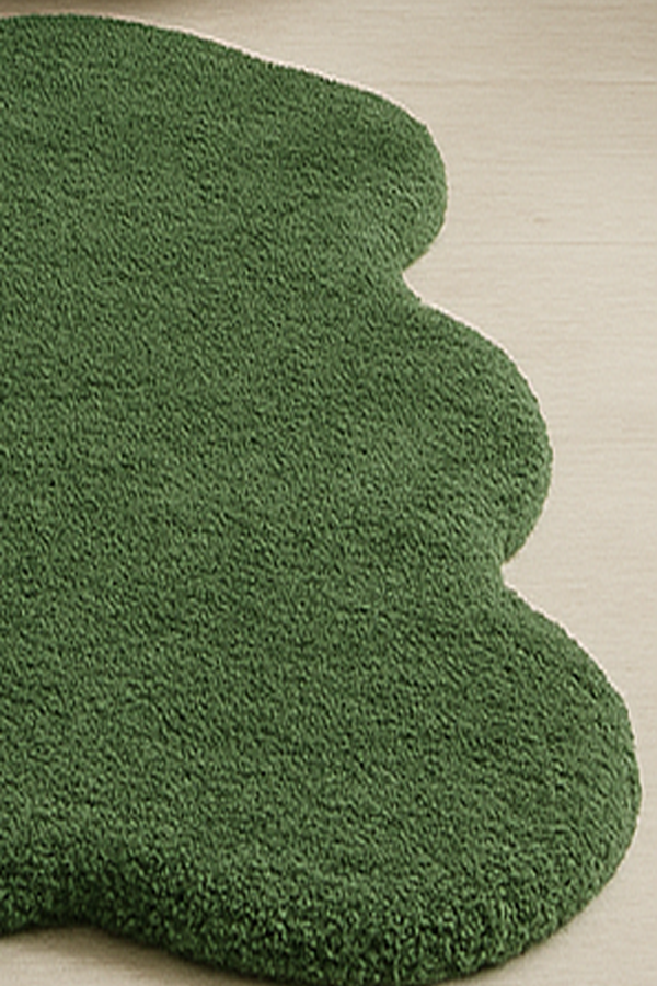 Luxury Hand-Tufted Emerald Green Area Rug – Premium Custom Scalloped Edge Large Rug for Living Room & Bedroom, Ultra Soft High-Pile Plush Carpet
