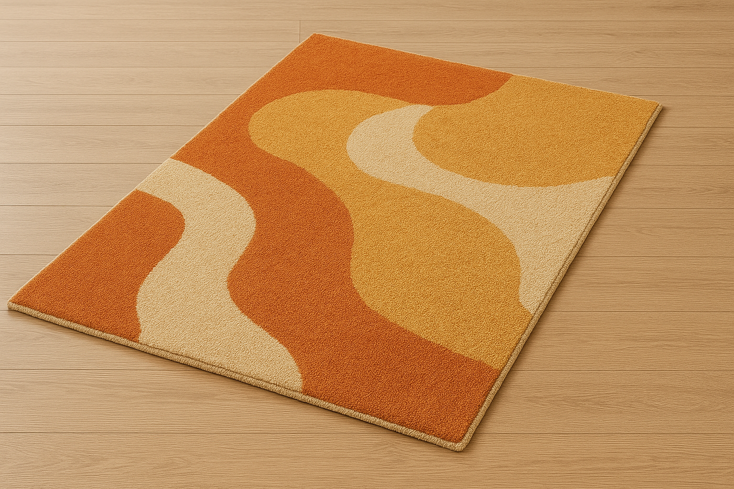 Modern Abstract Tufted Rug | Orange & Beige Wavy Carpet | Trendy Living Room Decor – USA & UK Bestselling