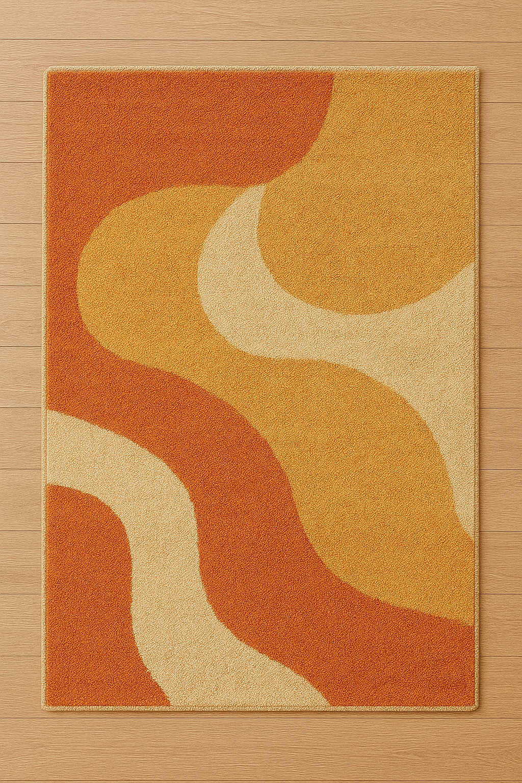 Modern Abstract Tufted Rug | Orange & Beige Wavy Carpet | Trendy Living Room Decor – USA & UK Bestselling